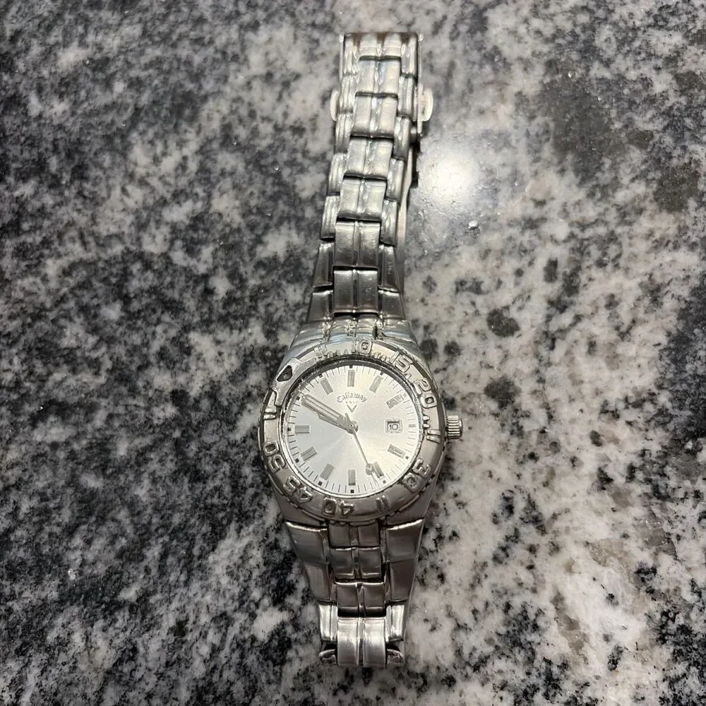 Callaway Women’s Golf Watch CY114 Silver Stainless Steel Bracelet Needs Battery